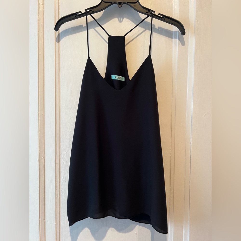 Karlie black razor back tank top small